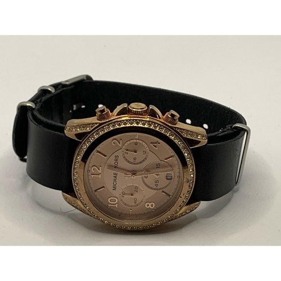 Michael Kors MK5263 Women Black Leather Analog Ros main image 7